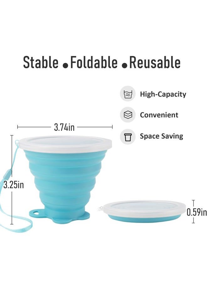 Jber Silicone Collapsible Travel Cup, 4 Pack Silicone Folding Camping Cup with Lids Expandable Drinking Cup Set BPA Free Reusable Portable Graduated for Outdoor Hiking Travel… - Image 3