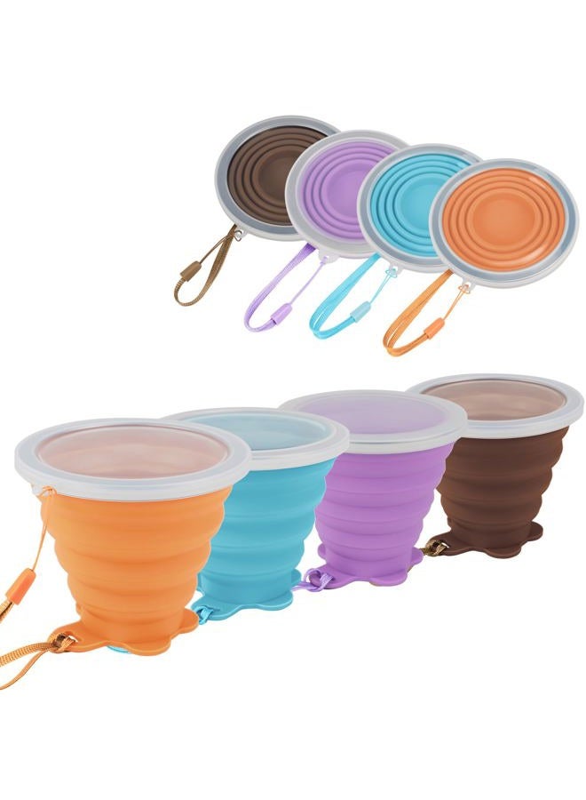 Jber Silicone Collapsible Travel Cup, 4 Pack Silicone Folding Camping Cup with Lids Expandable Drinking Cup Set BPA Free Reusable Portable Graduated for Outdoor Hiking Travel… - Image 2
