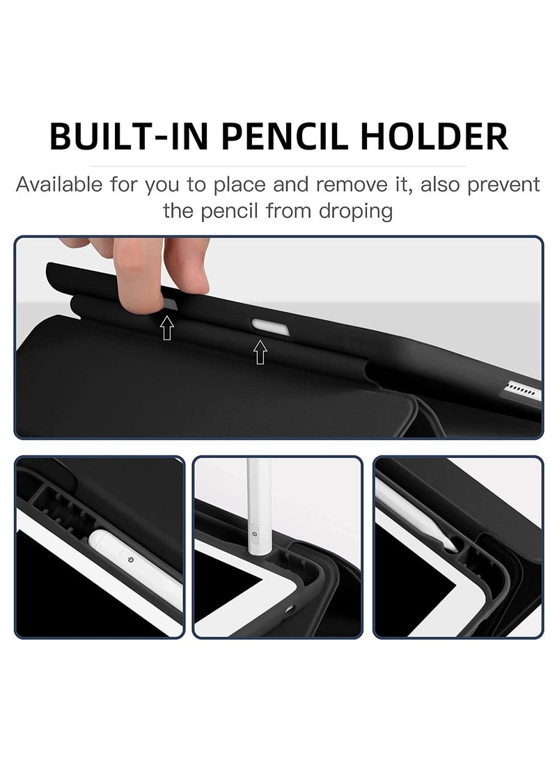 Rock Pow - Case Cover for Apple iPad 10.2 Inch 2021/2020/2019 (9th/8th/7th) Model with Pencil Holder,Slim Tablet Cover with Soft TPU Back,Auto Wake/Sleep for iPad 10.2 inch - Image 1