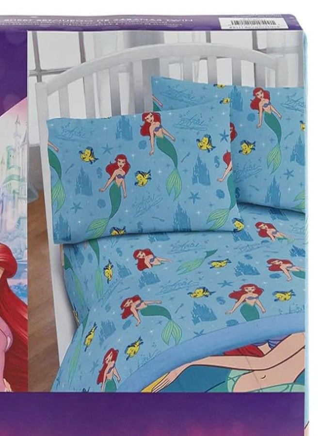 Jay Franco Twin Size Sheet Set 3 Pieces Kids Set (Ariel Little Mermaid), Pink, Black, JF14545 - Image 1