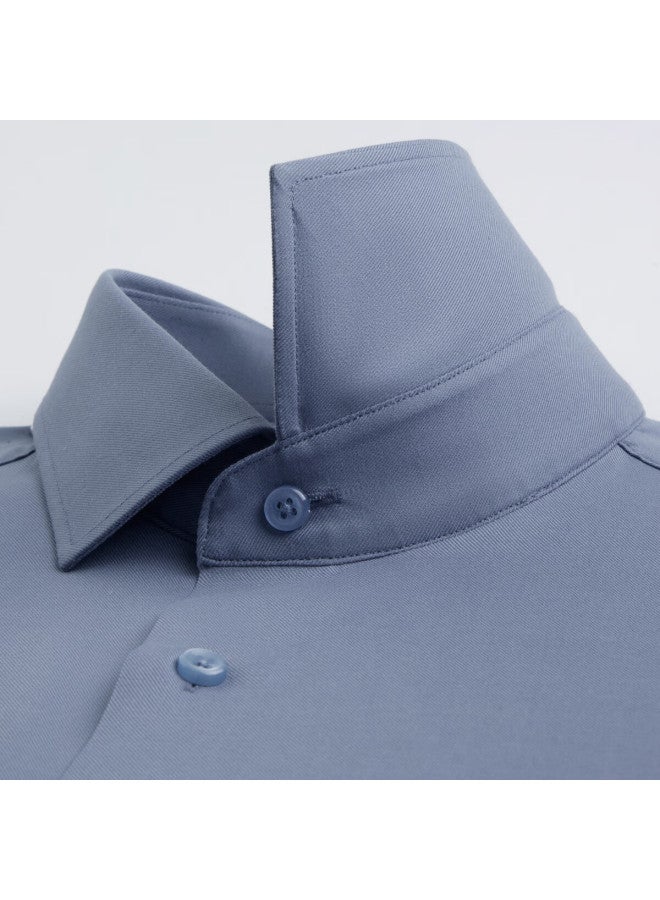 Judger [light Luxury Mulberry Silk] Long-sleeve Shirt For Men, All-season Style, Smooth Top, Solid Color, Business Casual Comfortable Shirt - Image 2