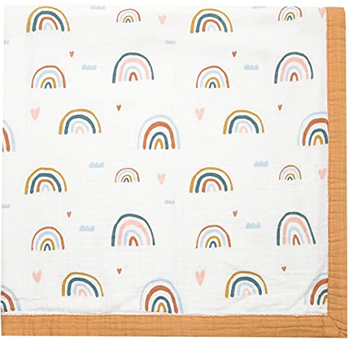 Little Jump Rainbow Muslin Quilt Baby Blanket  Silky Soft and Breathable Summer Blanket for Toddler  Oversized 47 x 47  2 Layers Muslin Swaddle Blankets for Baby Boy and Girl B Rainbow 