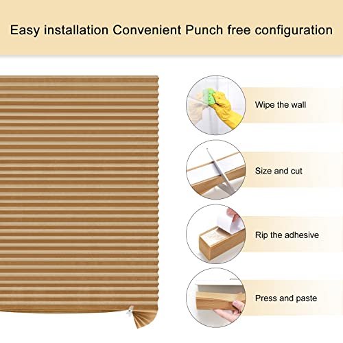 Maritown Window Blinds Cordless No Drill Cut to Size Clip On Stick On Self Adhesive Temporary Blinds Pleated Paper Blinds for Windows Doors Shades for Home Nursery Bedroom Kitchen Bathroom - Image 3