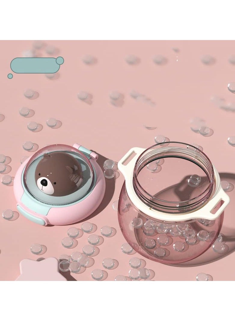 Kawaii Bear Water Bottle with Stickers, Pink Leak-Proof Plastic Cup for School and Travel, High Temperature Resistant Design - Image 5