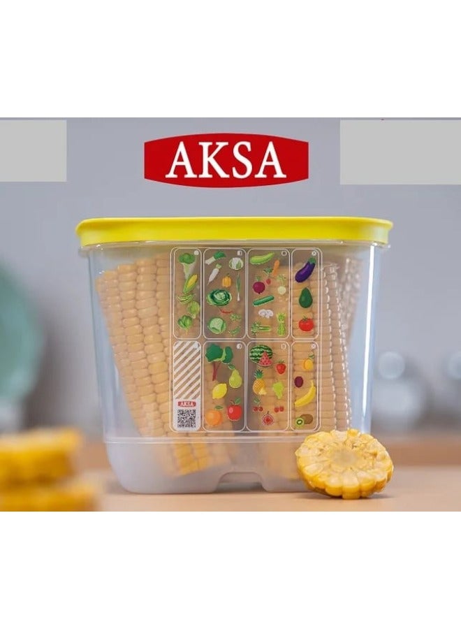 Aksa Plastic Rectangular Veggie Container - 2 Liter - Clear - Image 1