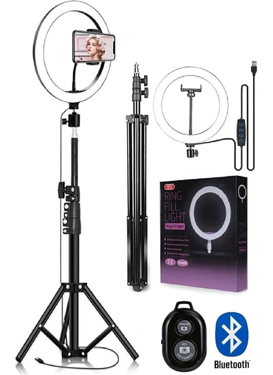 isweep White Reing Fill Light LED Light Tripod 10 Inch Ring Youtuber Tiktok Makeup Light Stand 10 Inch Sa  - Image 1