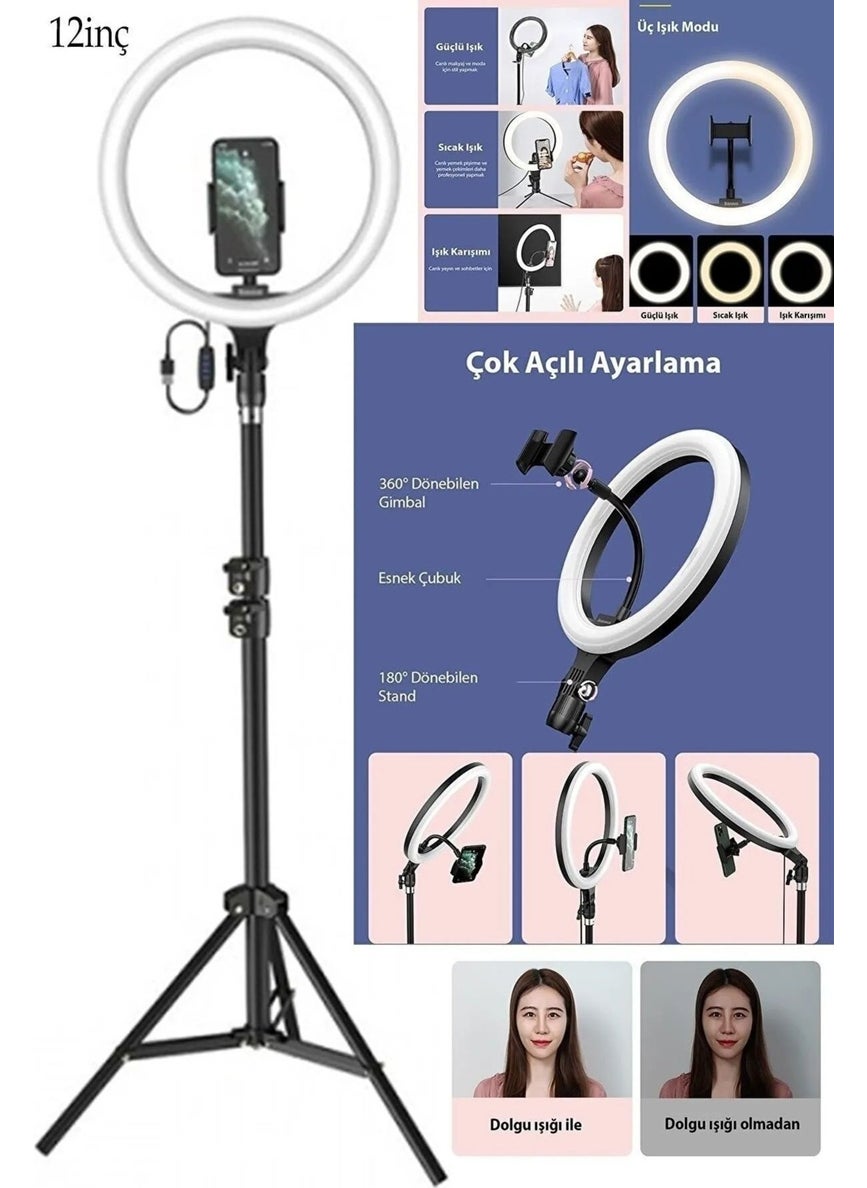 isweep White Reing Fill Light LED Light Tripod 10 Inch Ring Youtuber Tiktok Makeup Light Stand 10 Inch Sa  - Image 2