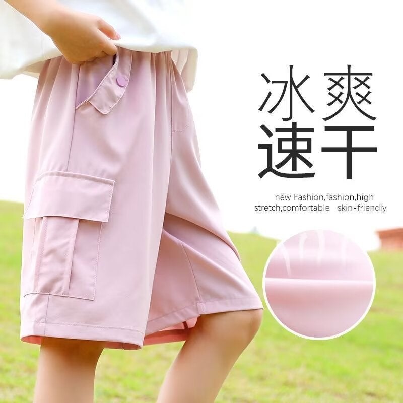Children'S Crock Pants Ice Silk Summer Thin Girl'S Quick-Drying Pants Girls Five-Point Sports Pants Western-Style Big Children'S Shorts - Image 4