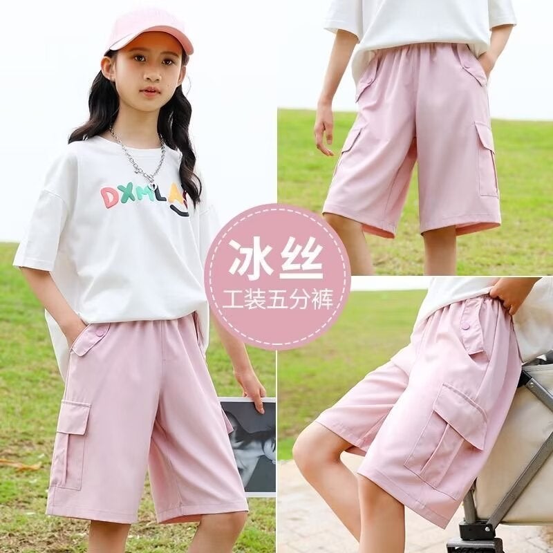 Children'S Crock Pants Ice Silk Summer Thin Girl'S Quick-Drying Pants Girls Five-Point Sports Pants Western-Style Big Children'S Shorts - Image 3