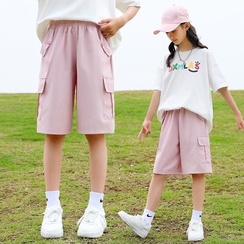 Children'S Crock Pants Ice Silk Summer Thin Girl'S Quick-Drying Pants Girls Five-Point Sports Pants Western-Style Big Children'S Shorts - Image 2