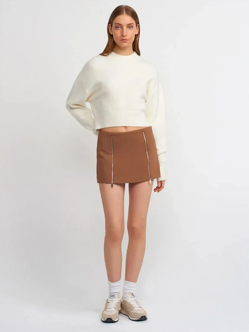 ديلفين DILVIN Mini Straight Skirt With Zipper