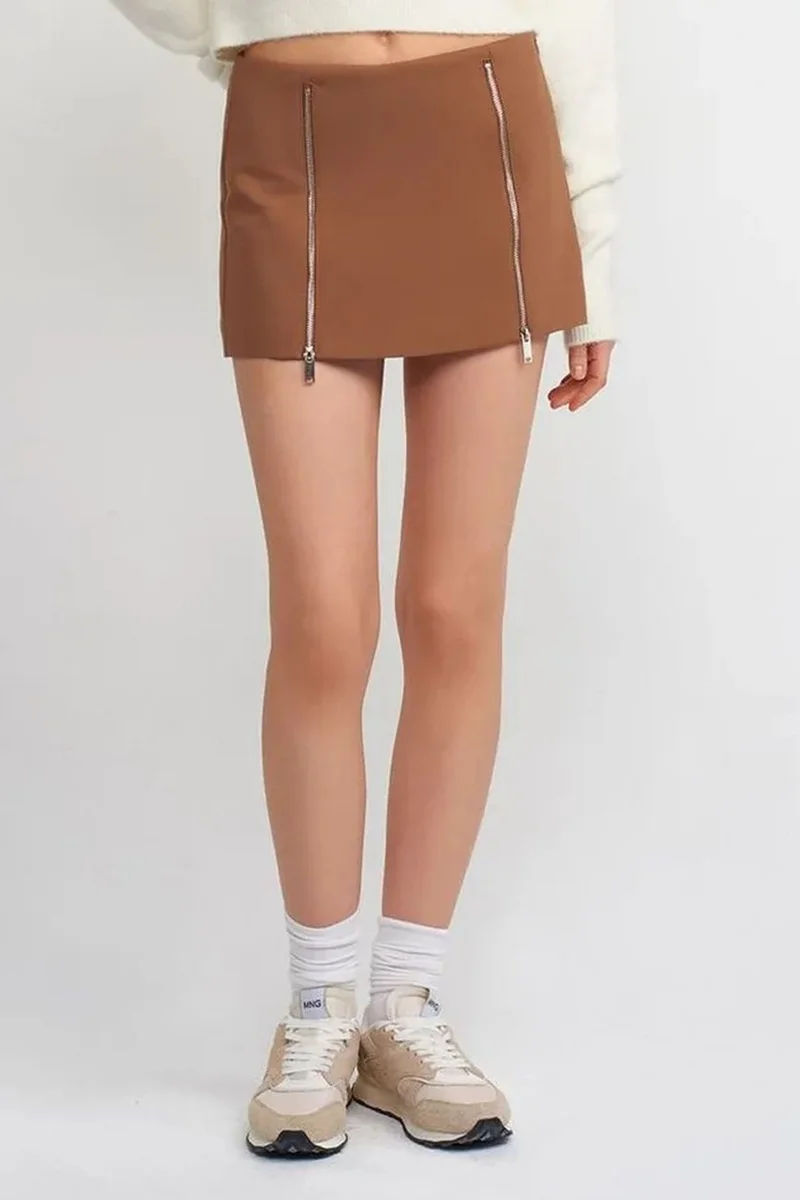 DILVIN Mini Straight Skirt With Zipper