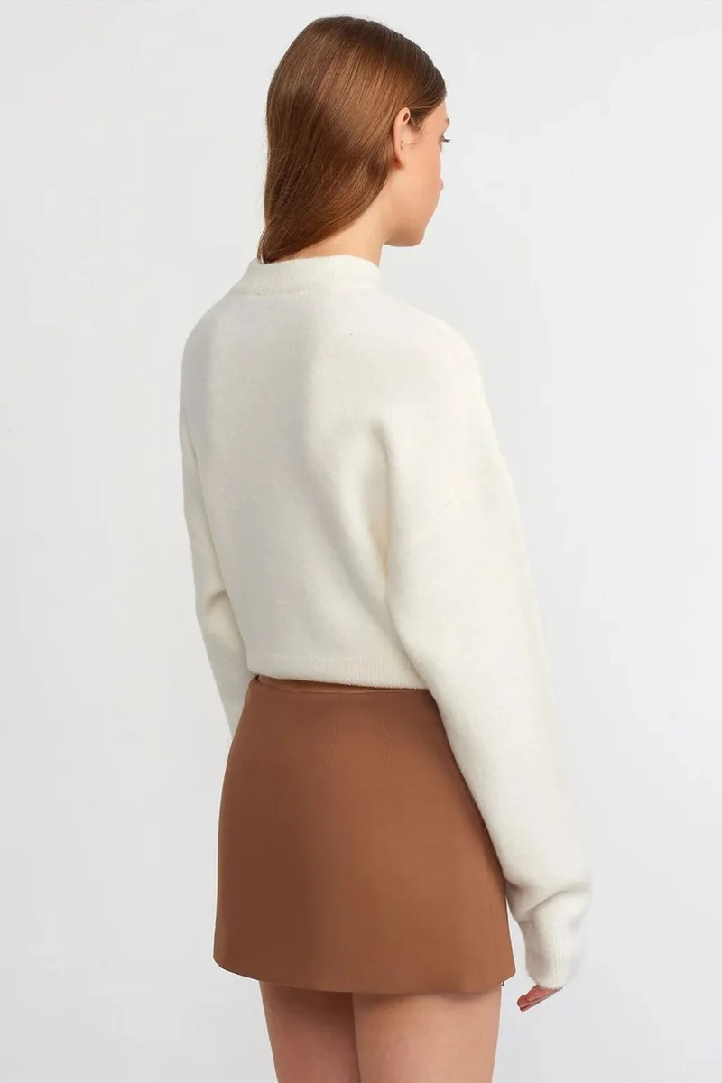 Dilvin Camel Brown DILVIN Mini Straight Skirt With Zipper for Women | Best Price UAE