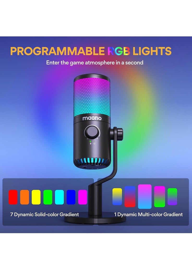 Maono - MAONO DM30 Programmable Condenser USB Gaming Microphone for PC with RGB Lights, Fast Mute, Zero Latency for Streaming, Podcasting, Twitch, YouTube, Discord, PS4, PS5, PC - Image 1