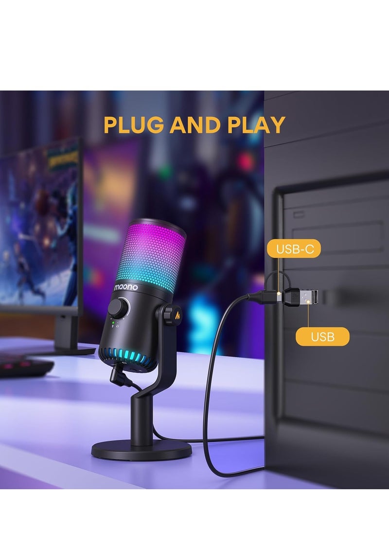 Maono - MAONO DM30 Programmable Condenser USB Gaming Microphone for PC with RGB Lights, Fast Mute, Zero Latency for Streaming, Podcasting, Twitch, YouTube, Discord, PS4, PS5, PC - Image 1