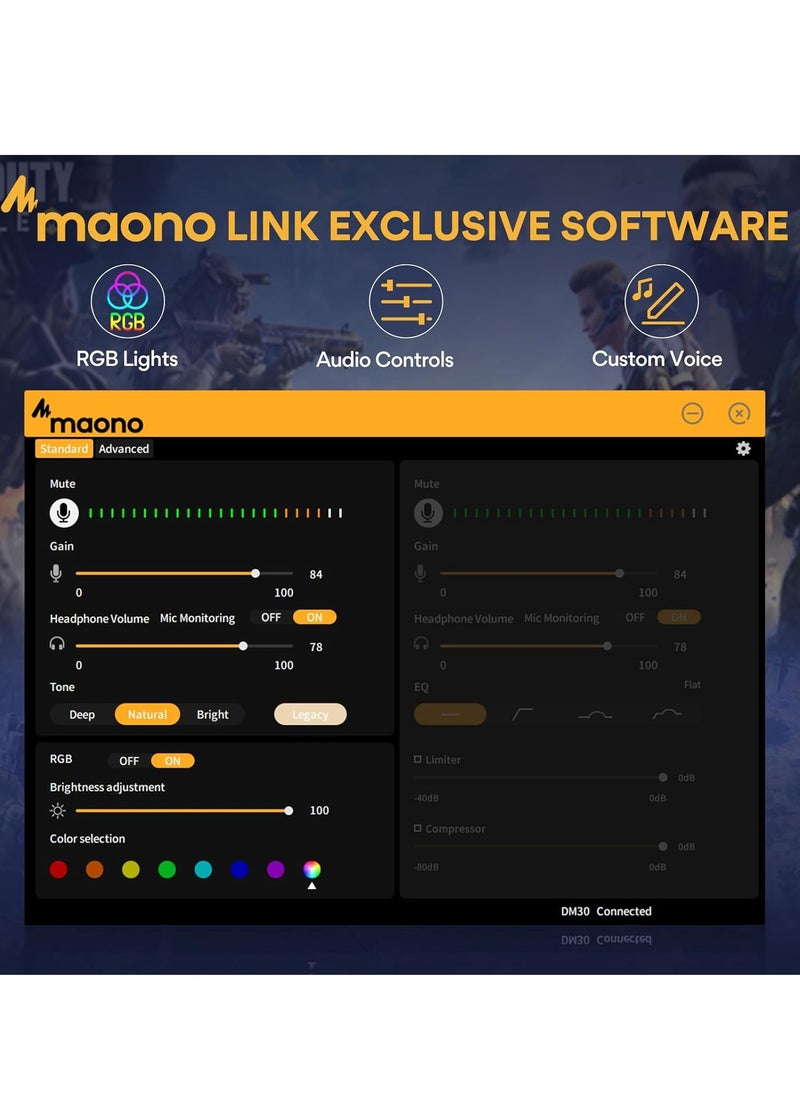 Maono - MAONO DM30 Programmable Condenser USB Gaming Microphone for PC with RGB Lights, Fast Mute, Zero Latency for Streaming, Podcasting, Twitch, YouTube, Discord, PS4, PS5, PC - Image 1