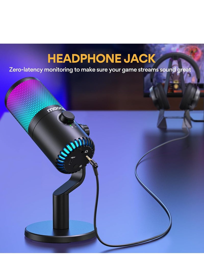 Maono - MAONO DM30 Programmable Condenser USB Gaming Microphone for PC with RGB Lights, Fast Mute, Zero Latency for Streaming, Podcasting, Twitch, YouTube, Discord, PS4, PS5, PC - Image 1