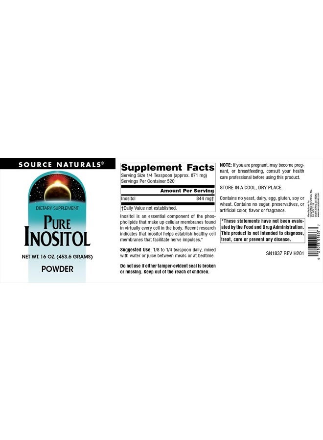 Source Naturals Pure Inositol, Dietary Supplement - 16 oz Powder - Image 4