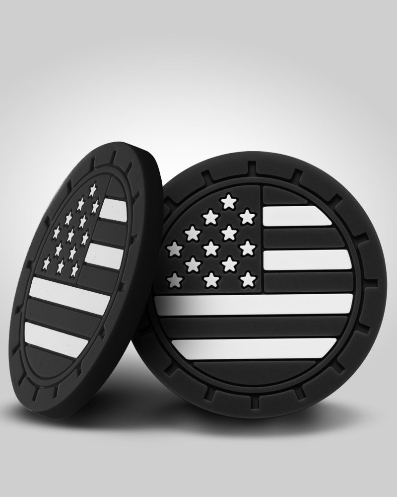 AQUAOK 4 Pack Car Cup Coasters, Universal American Flag Non-Slip Silicone Cup Holder Inserts, Car Interior Accessories, Black - Image 4