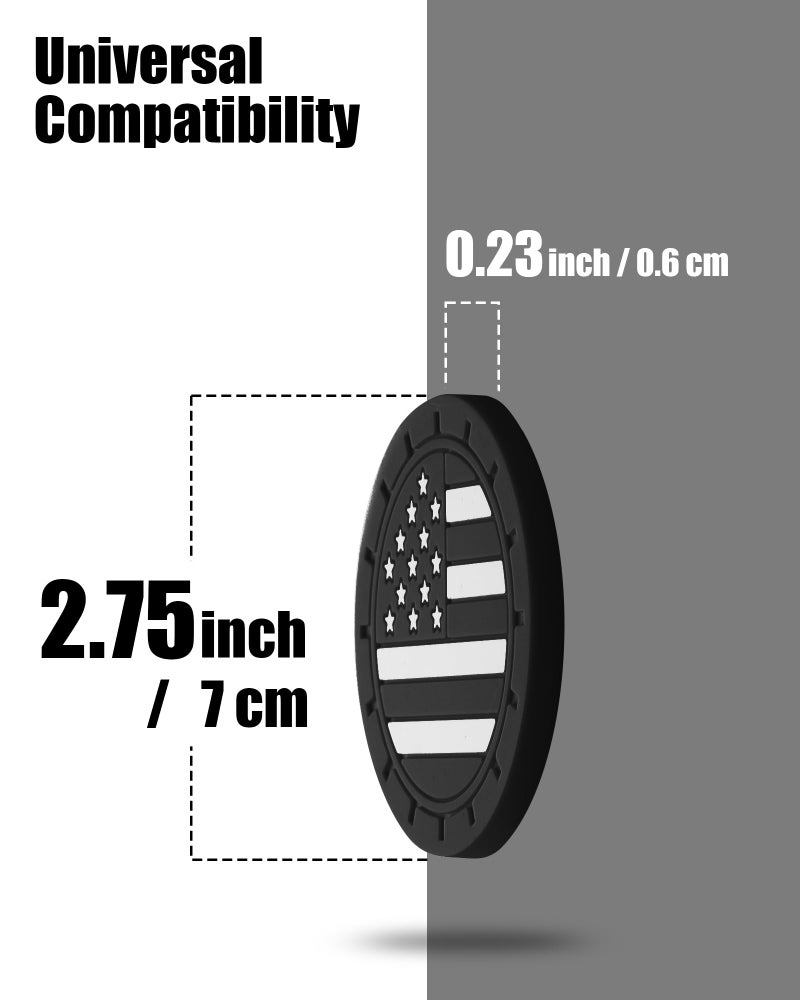 AQUAOK 4 Pack Car Cup Coasters, Universal American Flag Non-Slip Silicone Cup Holder Inserts, Car Interior Accessories, Black - Image 2
