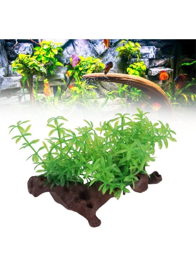زينة حوض السمك من نباتات مائية بلاستيكية وعشب مائي - Image 3