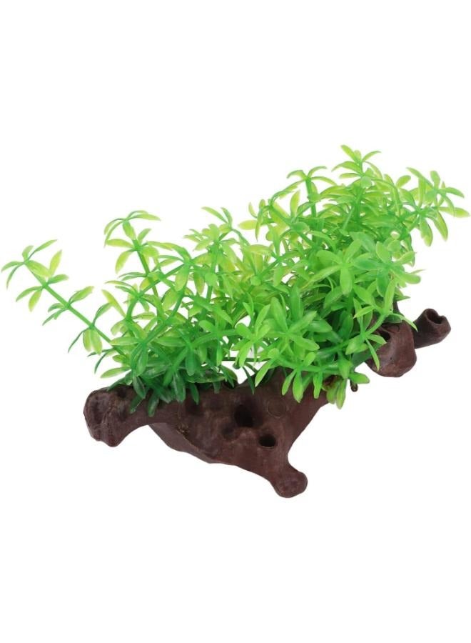 زينة حوض السمك من نباتات مائية بلاستيكية وعشب مائي - Image 4