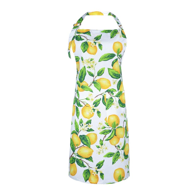 G2PLUS Cotton Kitchen Apron with Pockets Thick Lemon Apron Adjustable Cooking Apron for Baking Chef Apron for Women Men Holiday and Xmas Gifts  30 x 25 inch