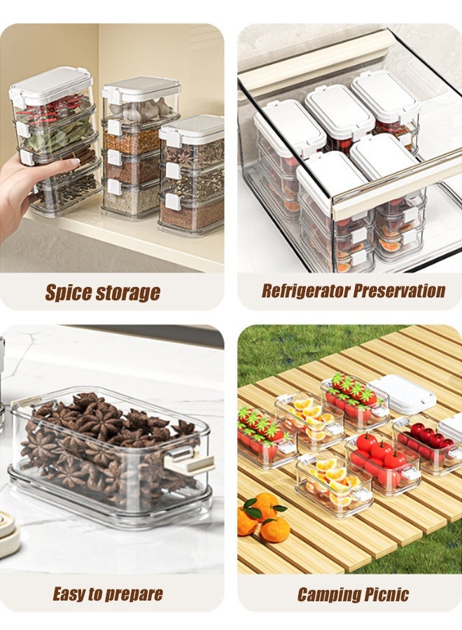 هومستر صندوق تخزين التوابل متعدد الطبقات ، حاويات تخزين الأغذية مع أغطية مضادة للهواء ، صندوق تخزين التوابل الشفاف ، صندوق تخزين الصف الغذائي للفواكه والخضروات والغداء (3 طبقات) - Image 5