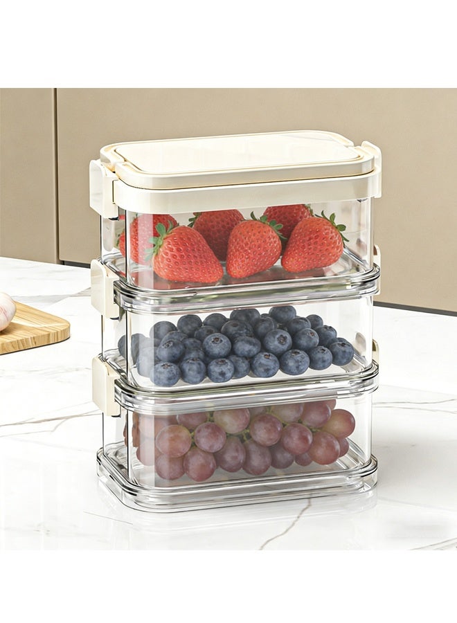 هومستر صندوق تخزين التوابل متعدد الطبقات ، حاويات تخزين الأغذية مع أغطية مضادة للهواء ، صندوق تخزين التوابل الشفاف ، صندوق تخزين الصف الغذائي للفواكه والخضروات والغداء (3 طبقات) - Image 4