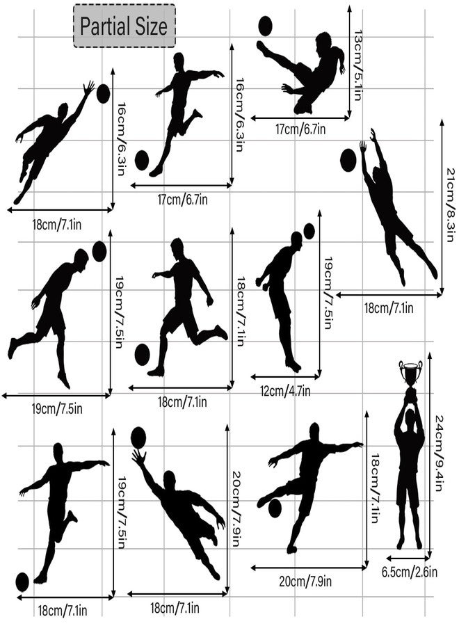 WOYINIS Removable Soccer Player Silhouette Wall Stickers Football Wall Stickers Peel and Stick Soccer Sport Wall Decor Stickers for Boys Teens Bedroom Playroom Game Room Decoration - Image 4