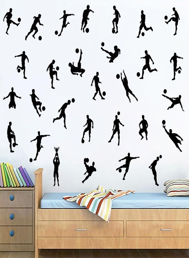 WOYINIS Removable Soccer Player Silhouette Wall Stickers Football Wall Stickers Peel and Stick Soccer Sport Wall Decor Stickers for Boys Teens Bedroom Playroom Game Room Decoration - Image 1