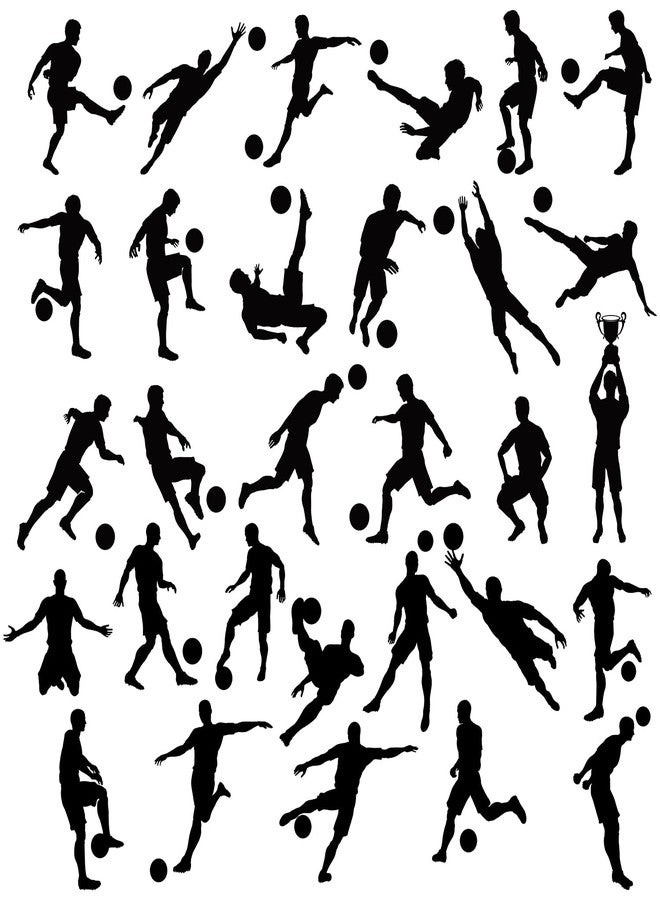 WOYINIS Removable Soccer Player Silhouette Wall Stickers Football Wall Stickers Peel and Stick Soccer Sport Wall Decor Stickers for Boys Teens Bedroom Playroom Game Room Decoration - Image 3