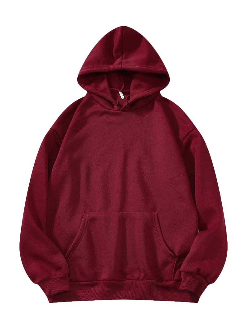 TOPLOT Men's Causal Solid Woolen Blend Hoodie with Hooded Neck (Mens-Hoodie-5047-Maroon-M) - Image 5