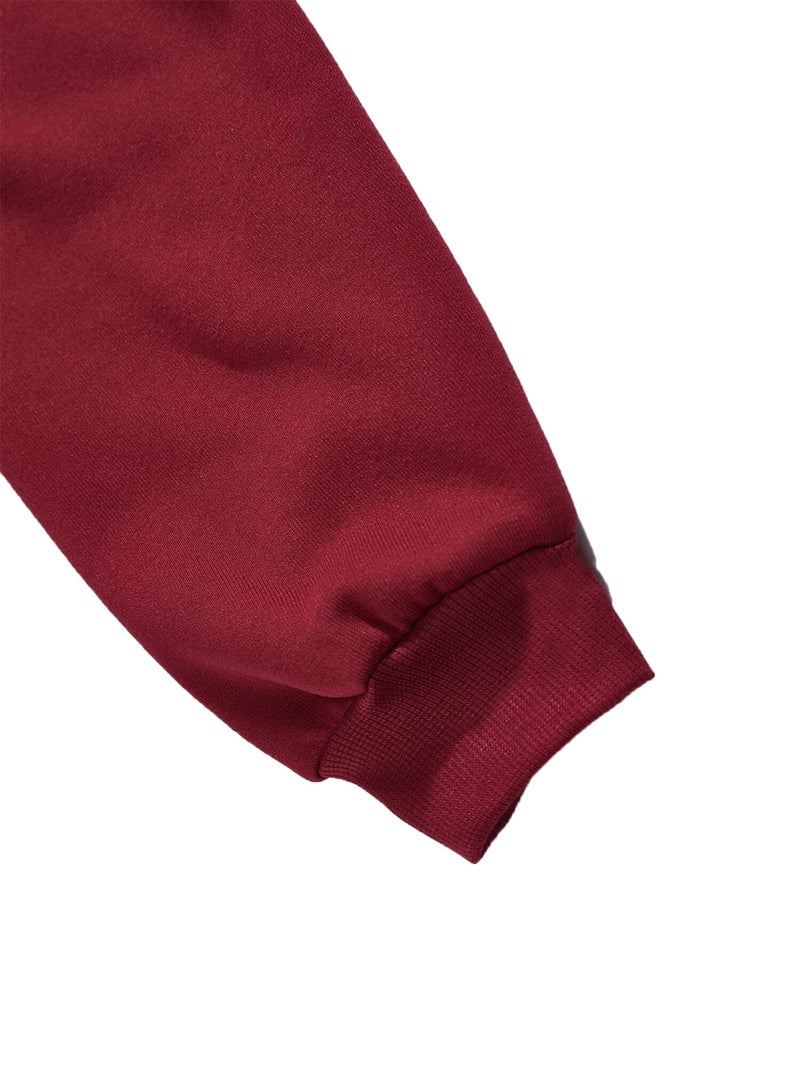 TOPLOT Men's Causal Solid Woolen Blend Hoodie with Hooded Neck (Mens-Hoodie-5047-Maroon-M) - Image 2