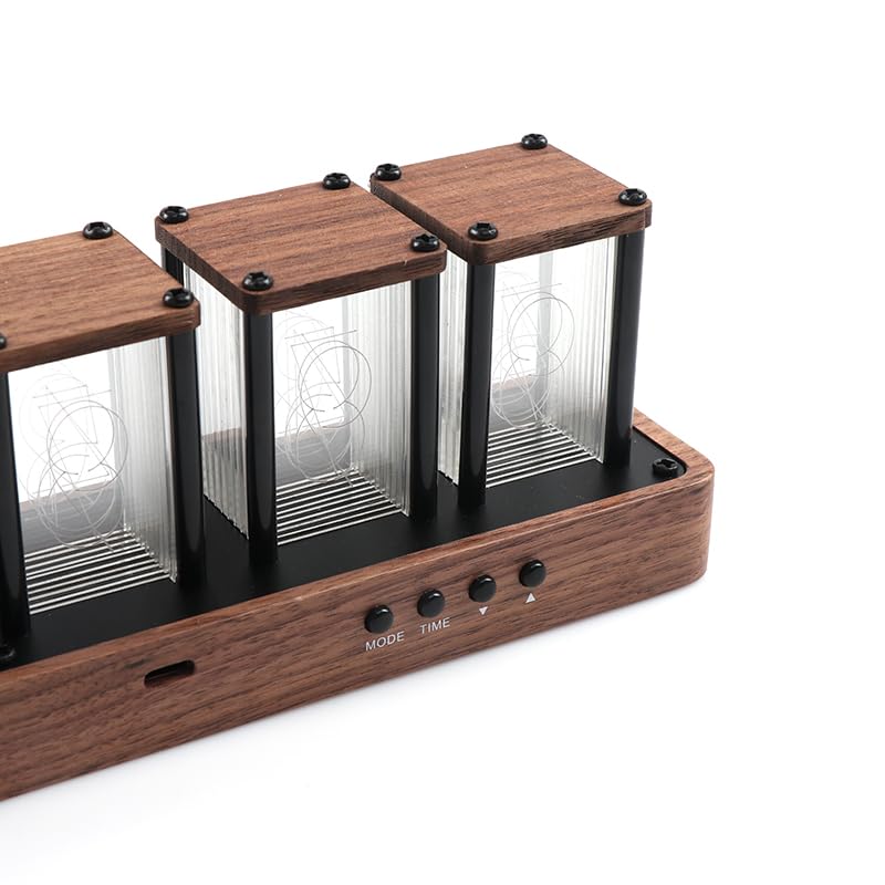 ClocTeck Nixie Tube Clock Walnut Digital Desk Clock, Support Wi-Fi Time Calibration, Alarm and 12/24h Display, No Assemble Required - Image 5