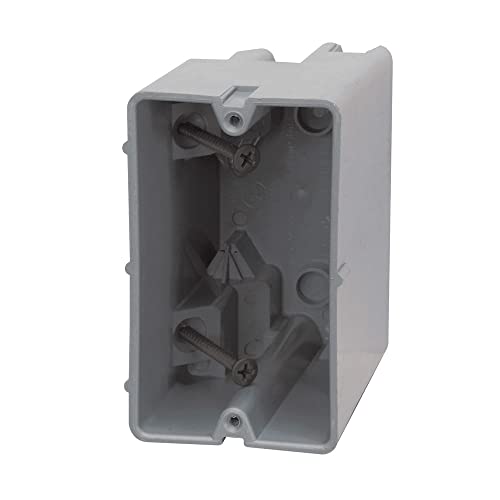 Southwire Electrical Box for Lighting Fixture 50lb Ceiling Fan and 75lb Light Fixture Support 225Cu with Depth Adjustment 1 Gang Gray MSB22
