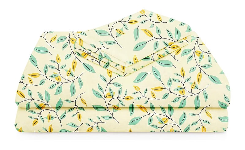 VAS COLLECTIONS VAS COLLECTIONS 100 Cotton 160 Tc Big Flower Printed Single Bedsheets With 1 Pillow Cover 60X90 InchesGreen  - Image 3