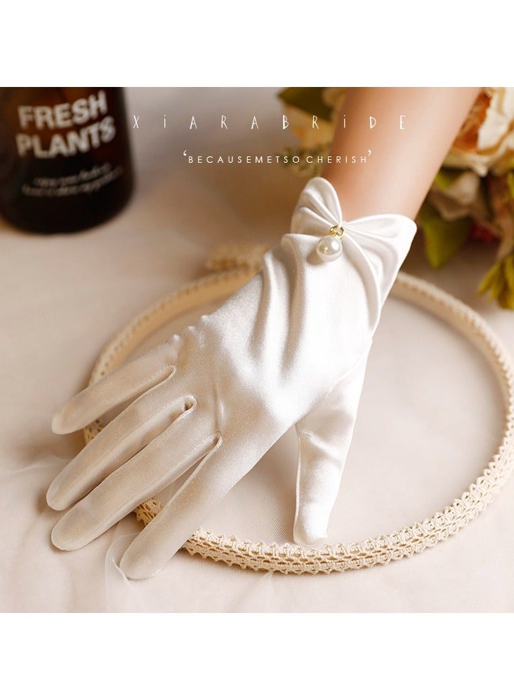 Women Bridal Short Banquet Party Wedding Opera Gloves  - Image 3