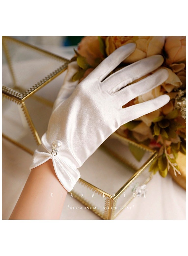 Women Bridal Short Banquet Party Wedding Opera Gloves  - Image 2