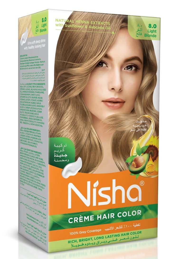 Nisha Creme Hair Color, Permanent Blonde Hair Dye Color, Light Blonde, 120 gm - Image 1