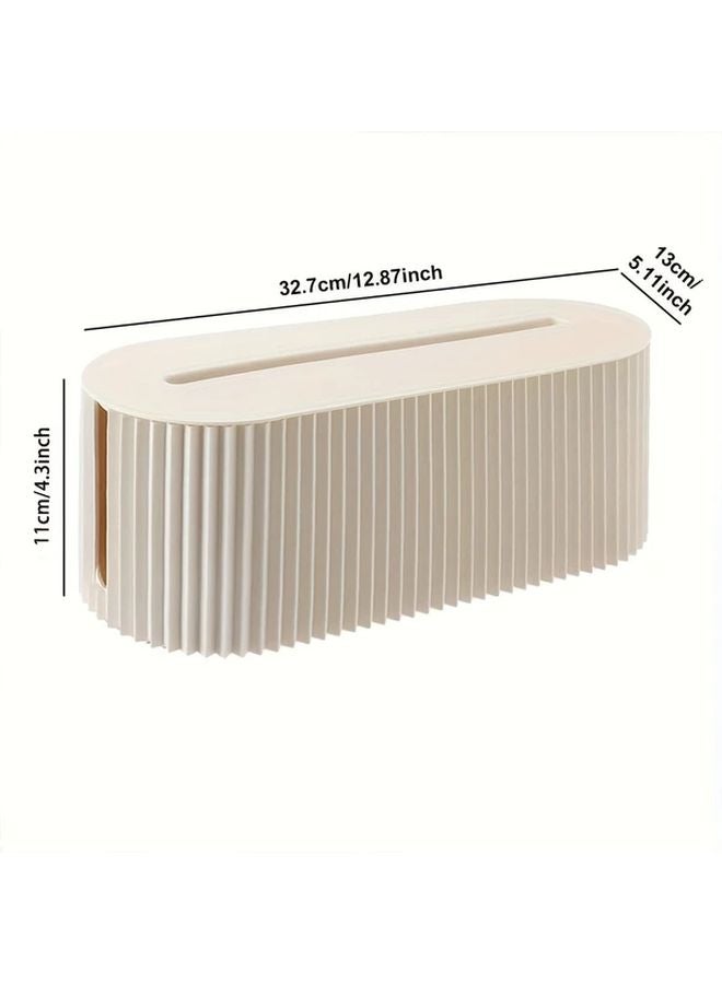 Beige Large Cable Management Box Plastic Cord Organizer For Power Strip Charger - Image 3