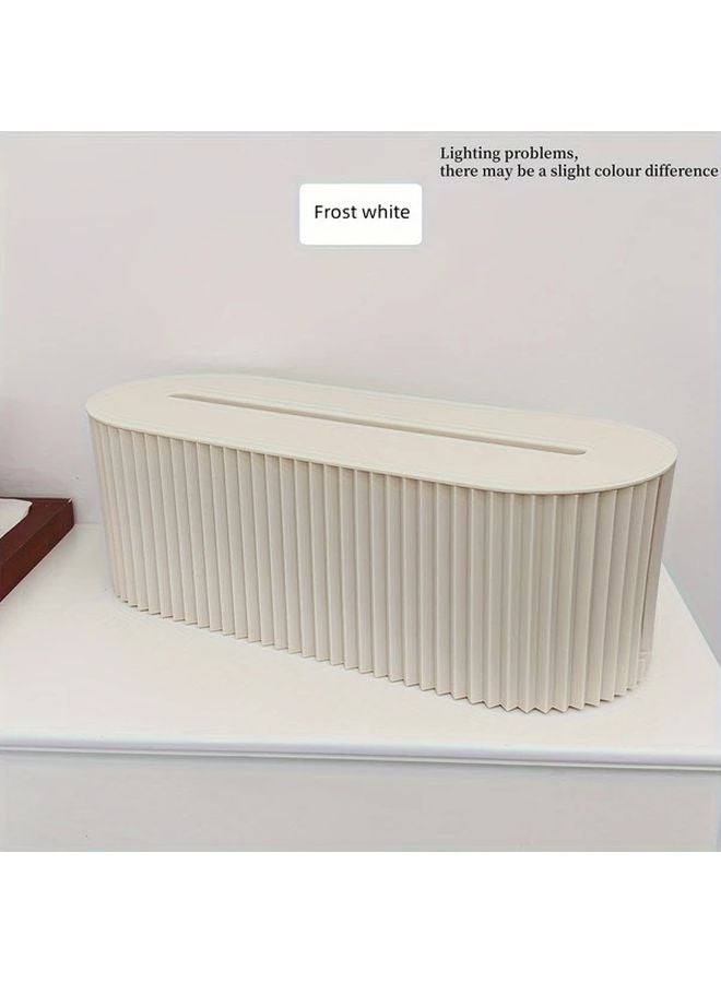 Beige Large Cable Management Box Plastic Cord Organizer For Power Strip Charger - Image 1