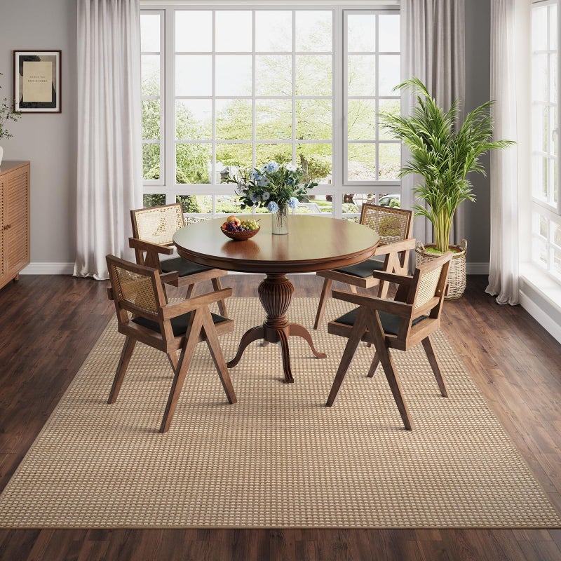 YDKGL Boho Washable Area Rugs 5x7 ft, Non Slip Area Rug for Living Room, Braided Office Rugs Bedroom Rug Woven Washable Indoor Floor Carpets for Office Dining Bedroom Living Room, Easy to Clean, Brown - Image 3