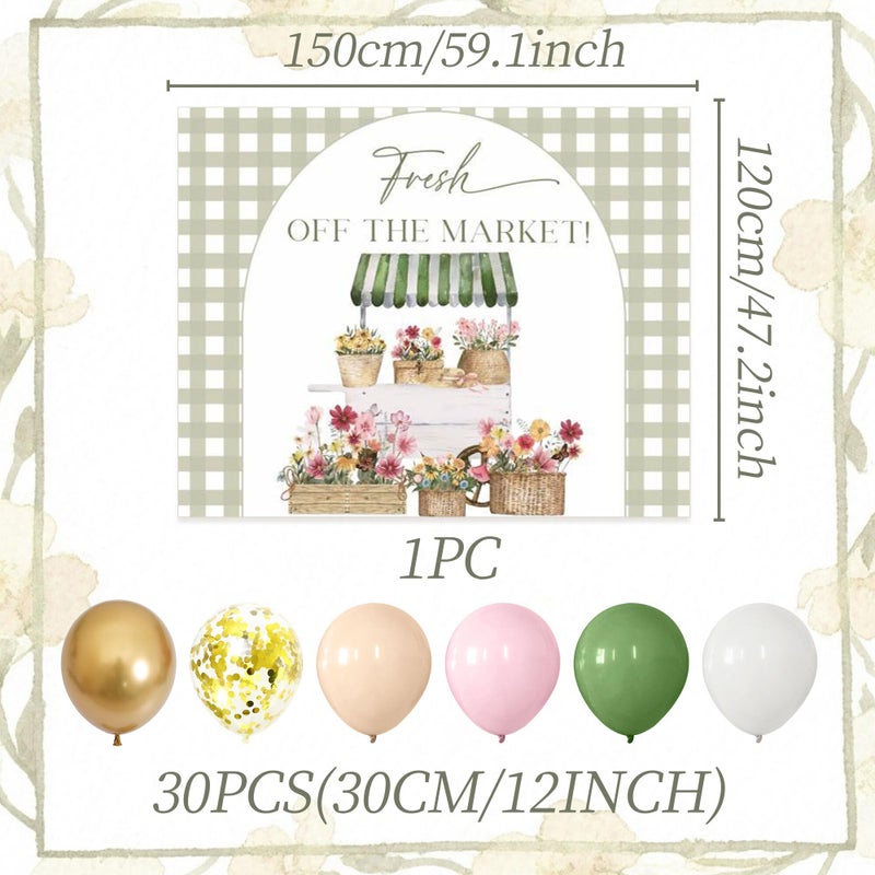 Roaring Good Time She's Off the Market Bridal Shower Banner Decor Wildflower Farmer's Market Theme Farmer's Market Bridal Shower Backdrop Locally Grown Party Decor for Floral Bridal Showers Gardener Theme Farm Partys - Image 2