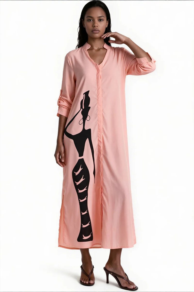 Jennyfer Text Print Maxi Shirt Dress - Image 1