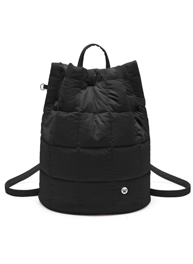 WESTBRONCO Small Backpack for Women Puffer Quilted Casual Daypack Backpacks, Puffy Nylon Drawstring Backpack for Travel - Image 1