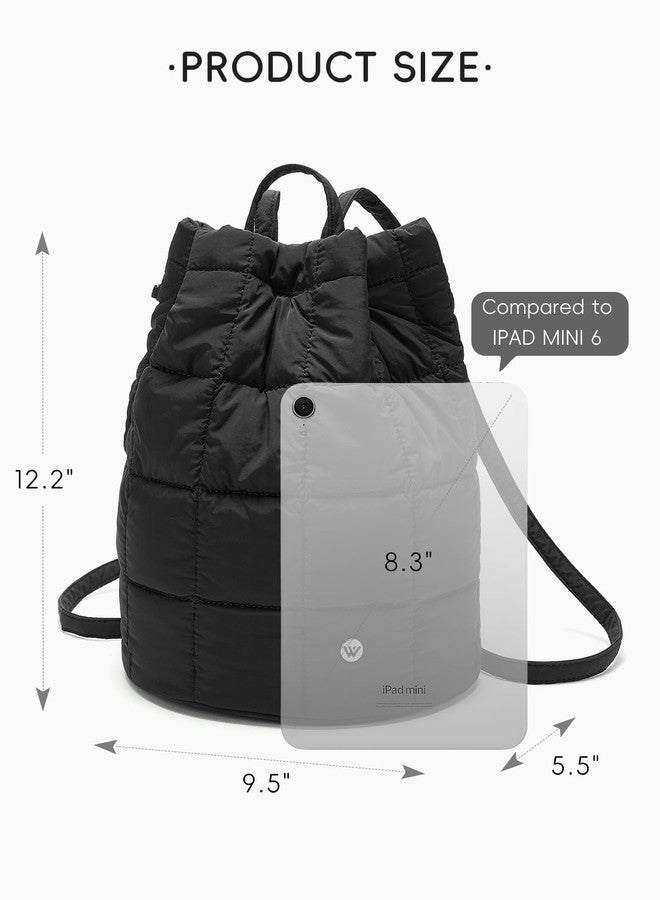 WESTBRONCO Small Backpack for Women Puffer Quilted Casual Daypack Backpacks, Puffy Nylon Drawstring Backpack for Travel - Image 2