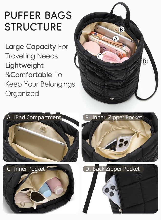 WESTBRONCO Small Backpack for Women Puffer Quilted Casual Daypack Backpacks, Puffy Nylon Drawstring Backpack for Travel - Image 5