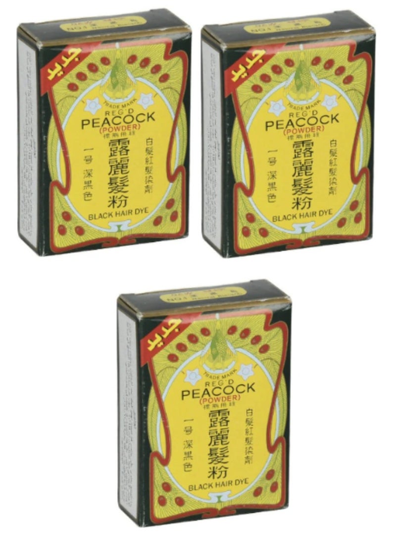 بيكوك ثلاثة قطع من  بودرة صبغة شعر سوداء