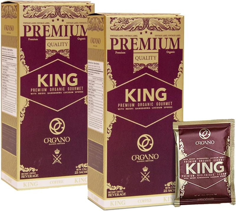 ORGANO ملك القهوة - قهوة عضوية فاخرة مع غانوديرما لوسيدوم - 2 علب (50 كيس) - Image 1